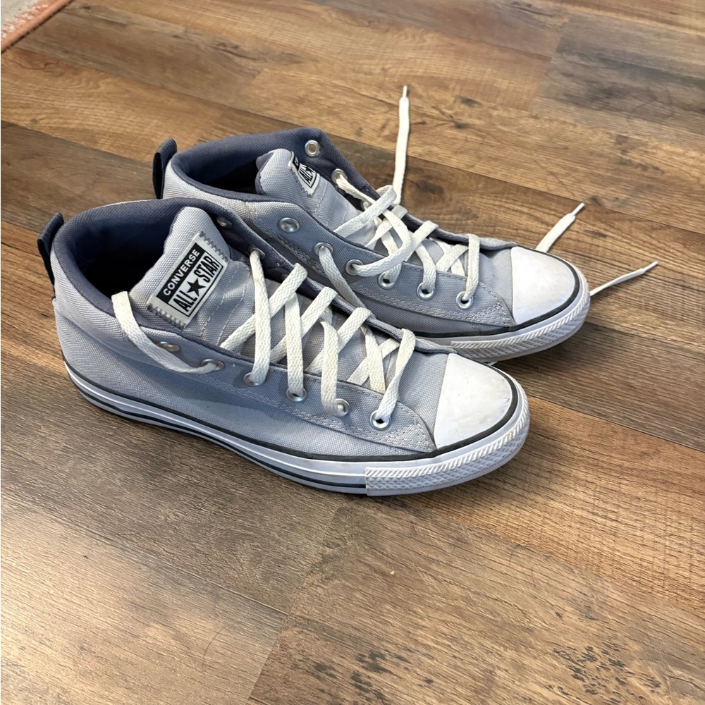 Converse Light Gray and White High-Top Sneakers